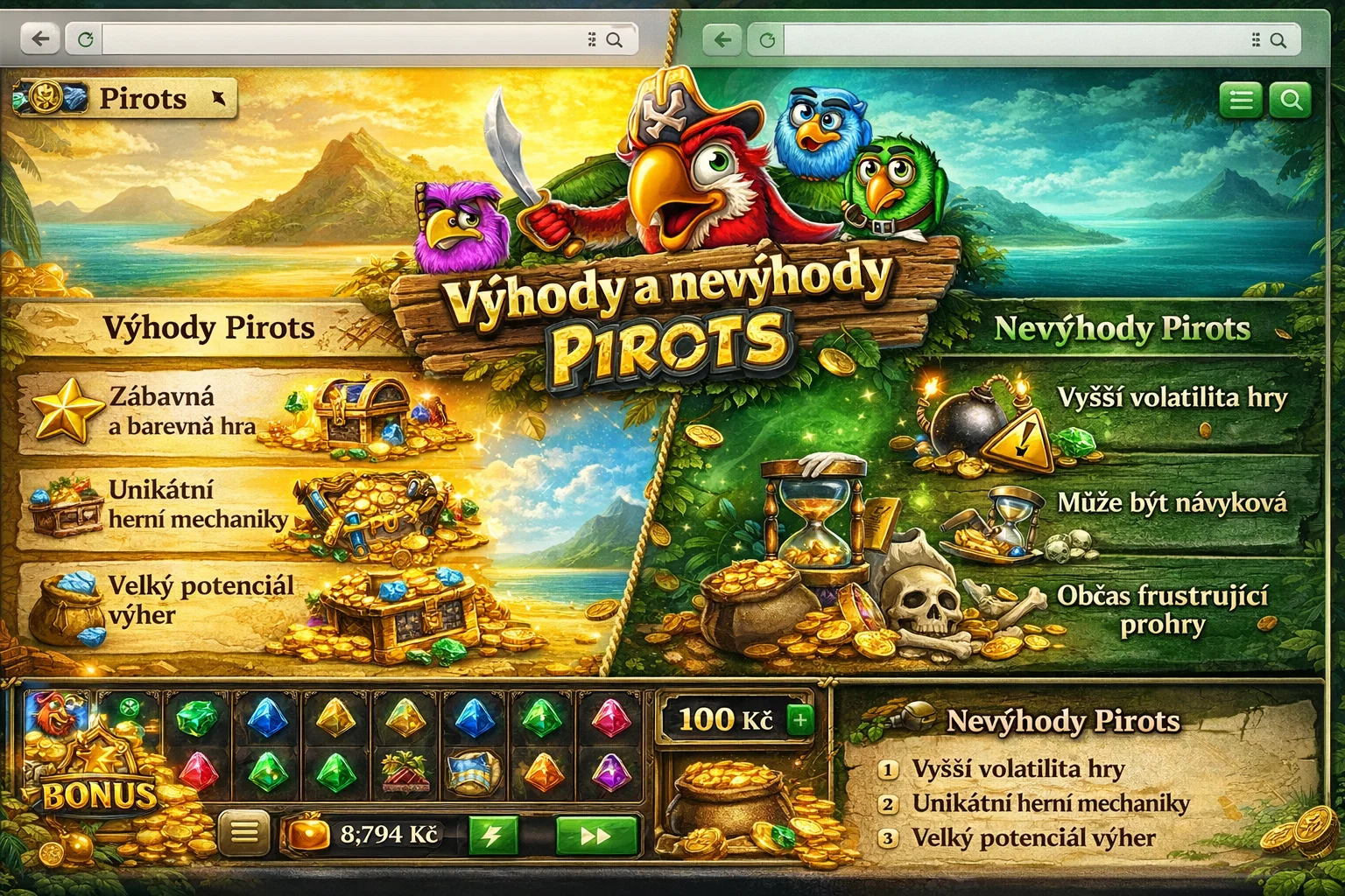 Výhody a nevýhody Pirots